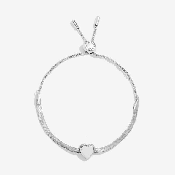 Bracelet Bar Heart Snake Chain Bracelet In Silver Plating