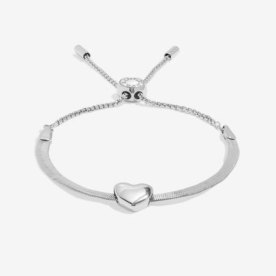Bracelet Bar Heart Snake Chain Bracelet In Silver Plating