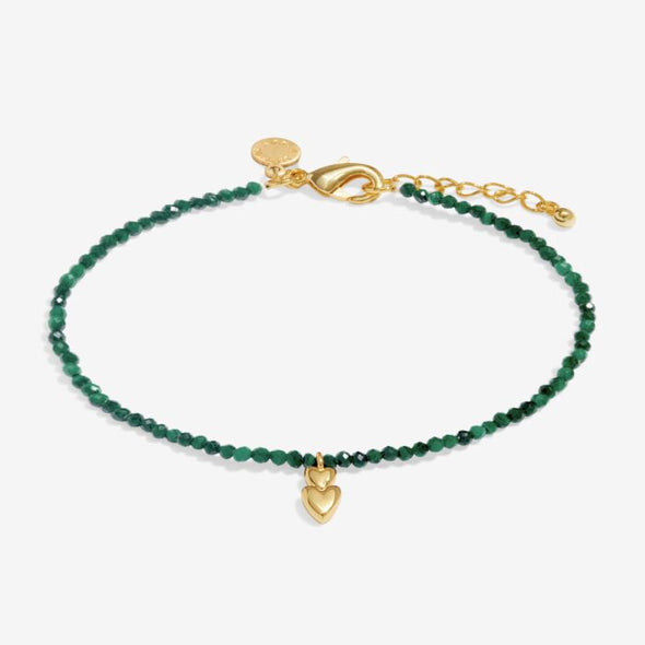 Mini Charms Malachite Double Heart Bracelet In Gold-Tone Plating
