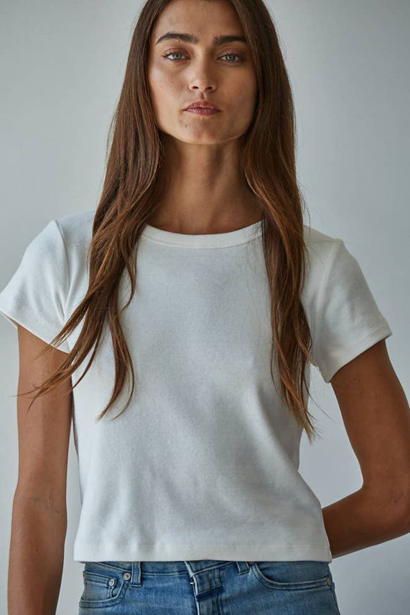 White Cotton Short Sleeve Tee