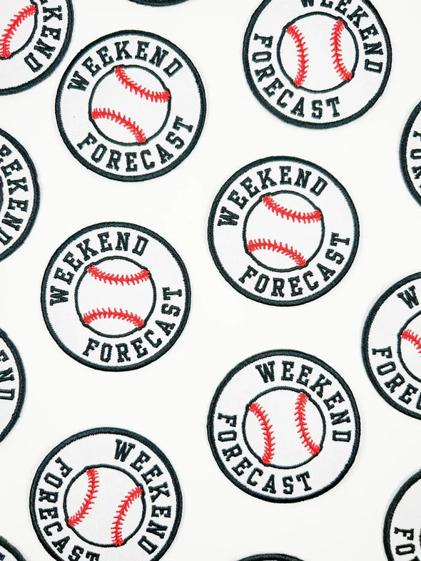 Weekend Forecast Embroidered Iron-On Patch with Baseball