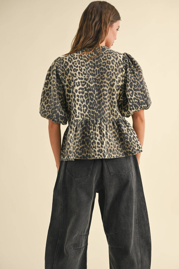 Leopard Tie Blouse