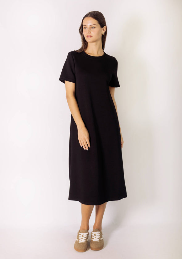 Short Sleeve Contrast Rib Neckband Midi