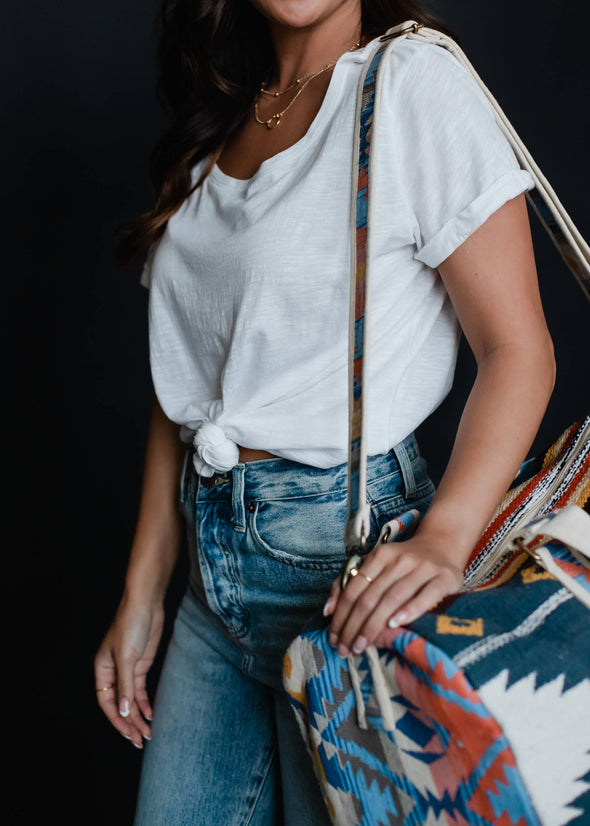 Navy, White & Yellow Aztec Duffel