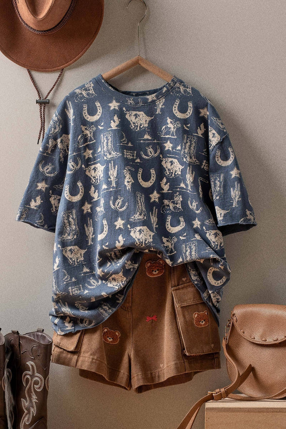 Western Graphic Print Relaxed Fit Tee