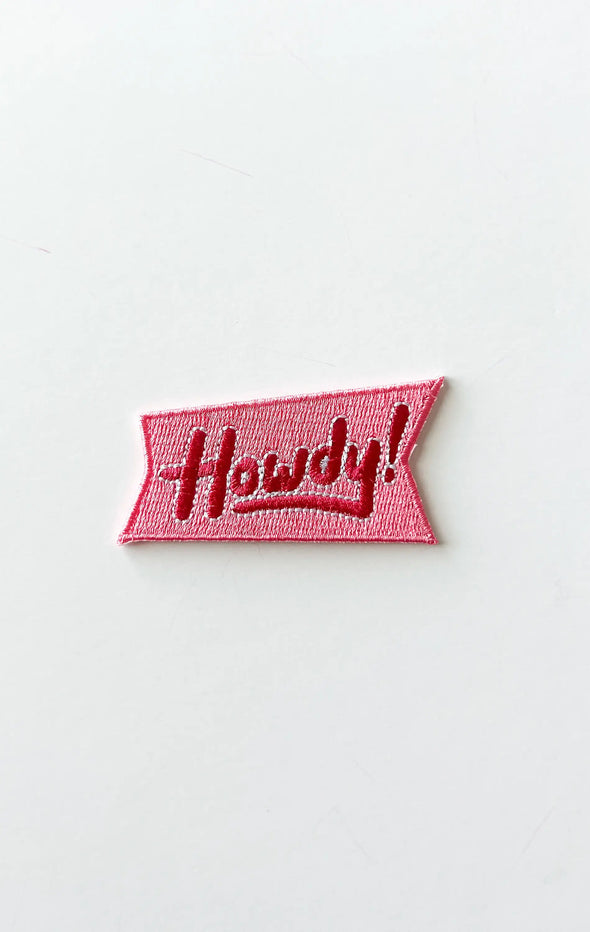 Howdy Embroidered Patch Iron-On Patch Pink Patch