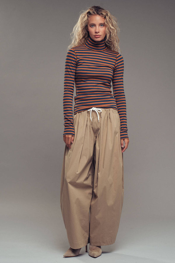 Striped Turtleneck Knit Top