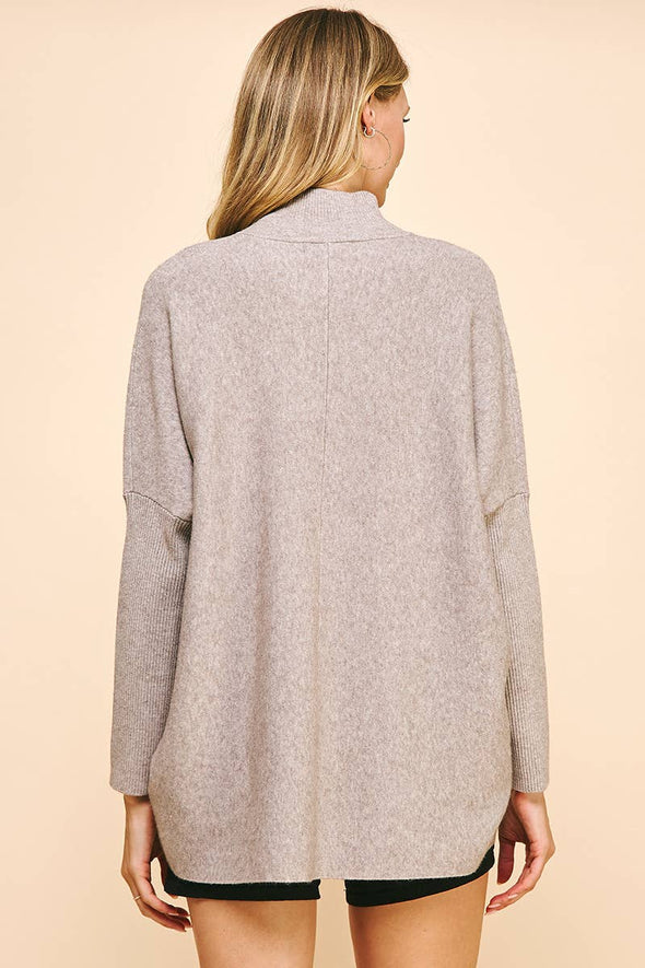 TURTLE NECK LONG SLEEVES SWEATER HEATHER GREY