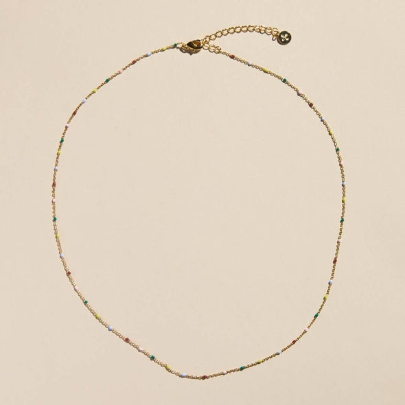 Multicolor Beaded Delicate Saturn Chain Necklace
