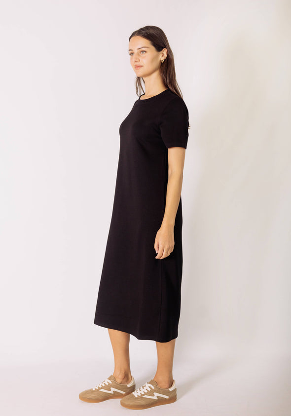 Short Sleeve Contrast Rib Neckband Midi