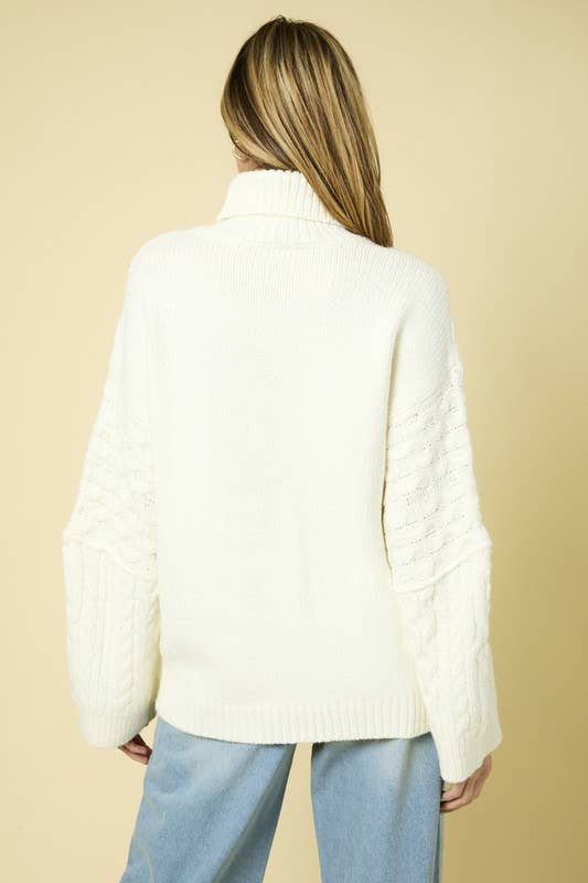 Long Sleeve Polar Neck Oversized Sweater Top