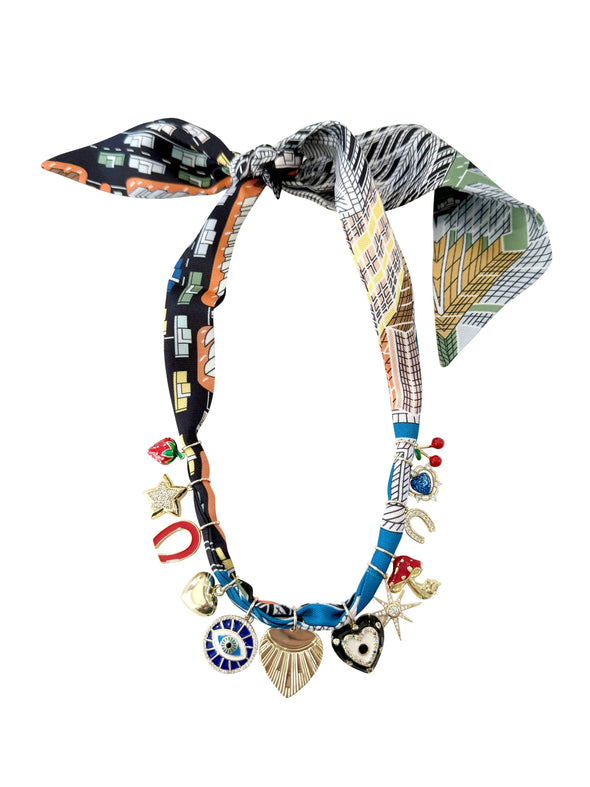 Luna Multi Charm Scarf Necklace