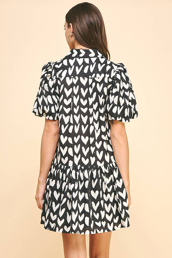 HEART PRINT MINI DRESS