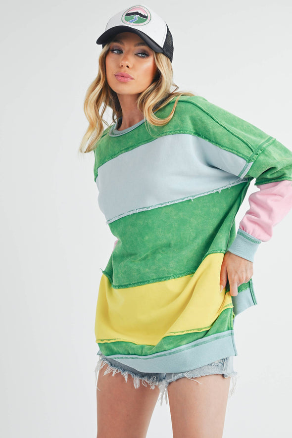 Rugby Color Block Stripe Sweatershirt