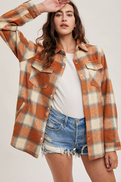 Pumpkin Button Down Flannel