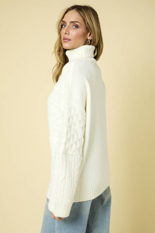 Long Sleeve Polar Neck Oversized Sweater Top