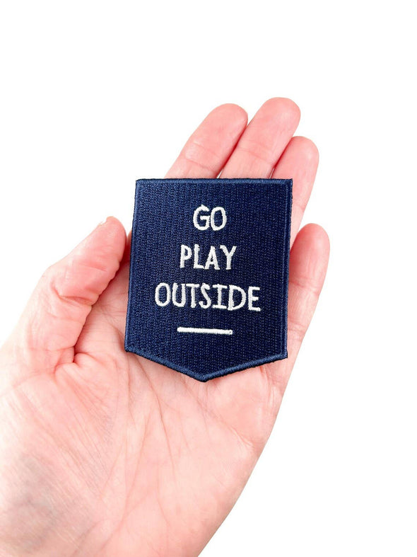 Navy Go Play Outside Iron-On Patch Embroidered Patch Nature