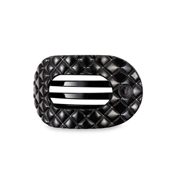 Flat Round Hair Clip | Medium | Jet Black Quilted