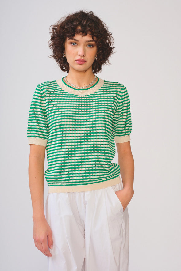 Cora Top Green Stripe