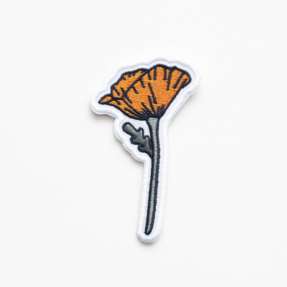 Blooming Poppy Embroidered Iron on Patch - California Flower