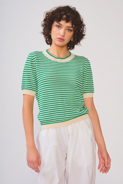 Cora Top Green Stripe
