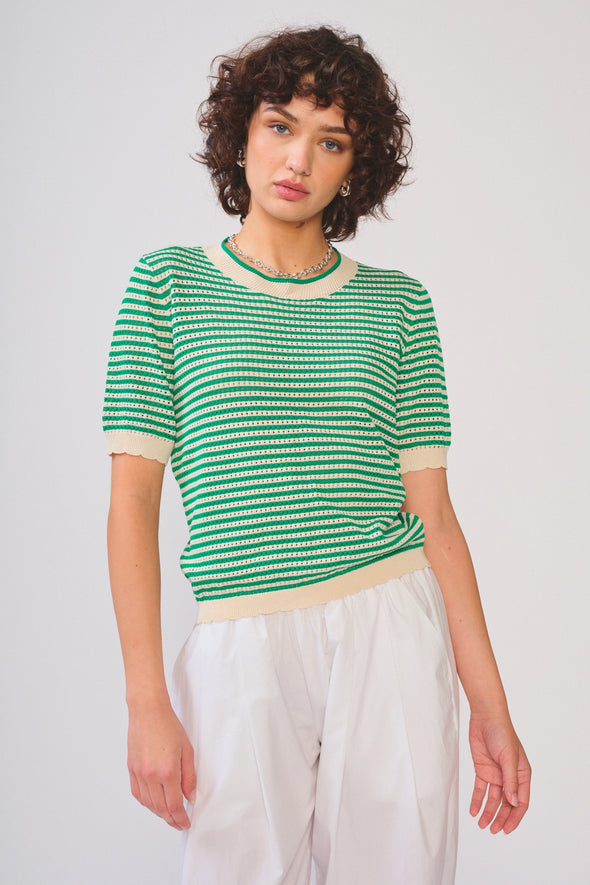 Cora Top Green Stripe