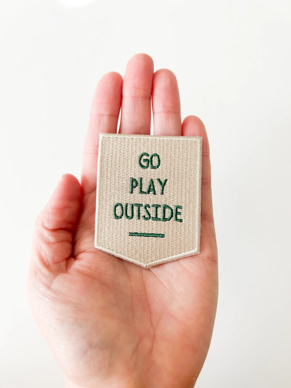 Go Play Outside Embroidered Iron-On Patch Outdoor Patch