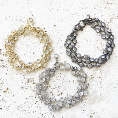 Triple-Layered Crystal Bracelet