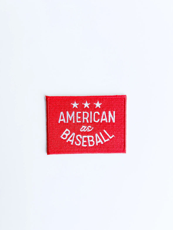 Red American as Baseball Iron-On Embroidered Patch 