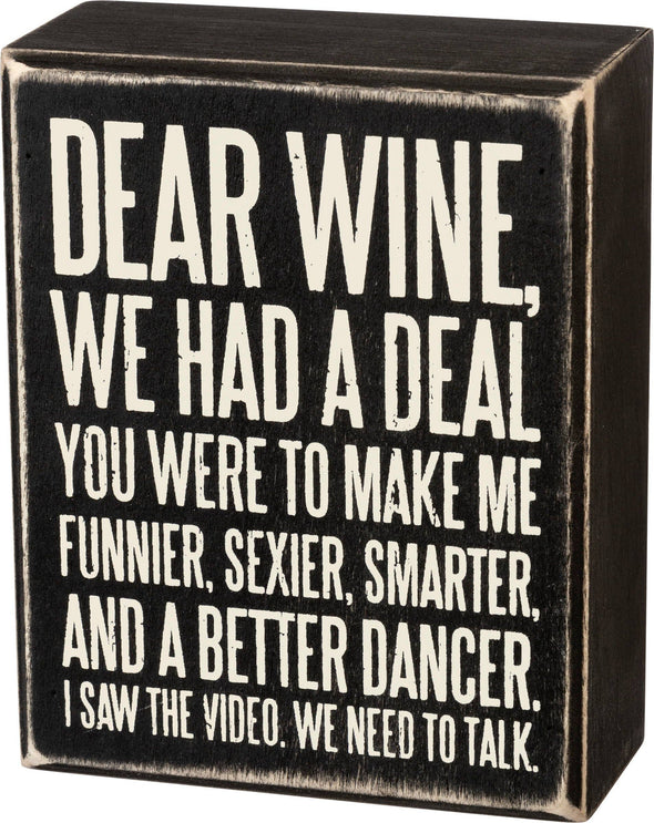 Dear Wine Box Sign