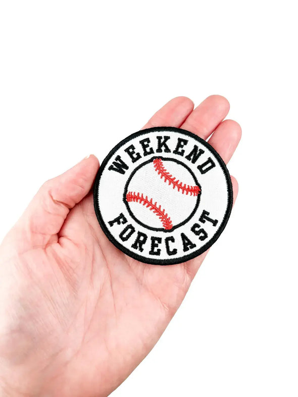 Weekend Forecast Embroidered Iron-On Patch with Baseball