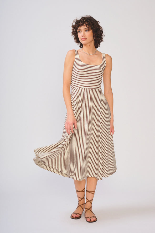 Audrey Dress Mocha Striped