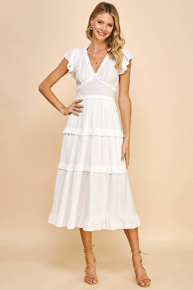 Ruffled Tea Length Dress