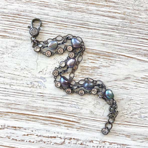 Fresh water pearl triple layer bracelets boutique salon ocea