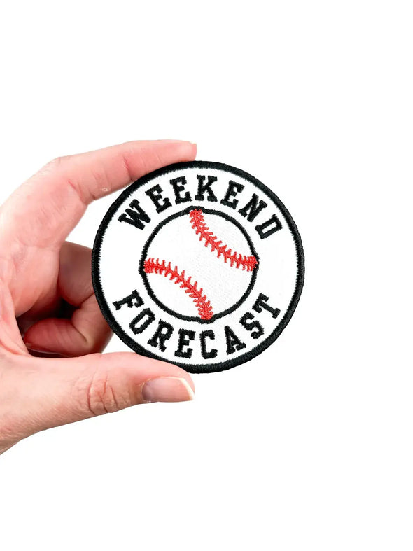Weekend Forecast Embroidered Iron-On Patch with Baseball