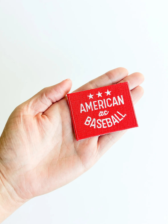Red American as Baseball Iron-On Embroidered Patch 