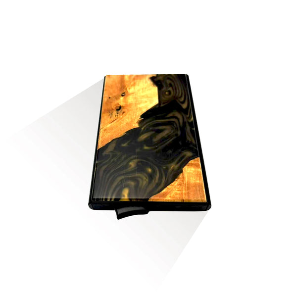 Wood & Resin Smart Pop-Up Wallets in Black & Gold