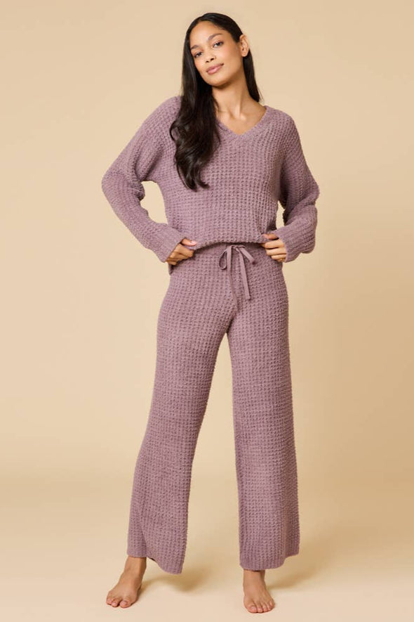 Marshmallow Waffle V-Neck Lounge Set