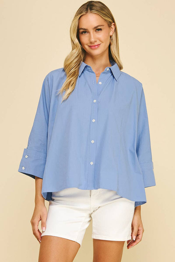 SOLID BUTTON DOWN SHIRT