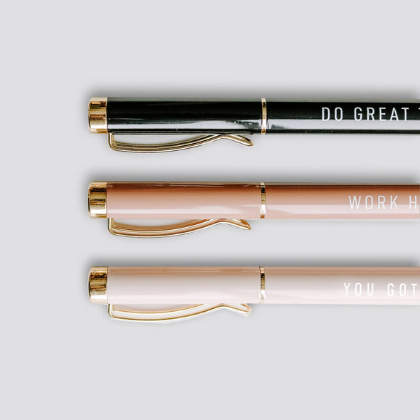 Motivational Metal Pen Set: Work Hard, You Got This, Do Great Things