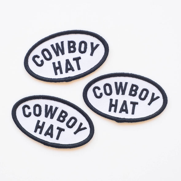 Cowboy Hat Embroidered Iron on Patch (Black+White)