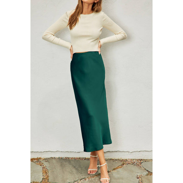 Going Out Pull On Maxi Skirt Dark Green