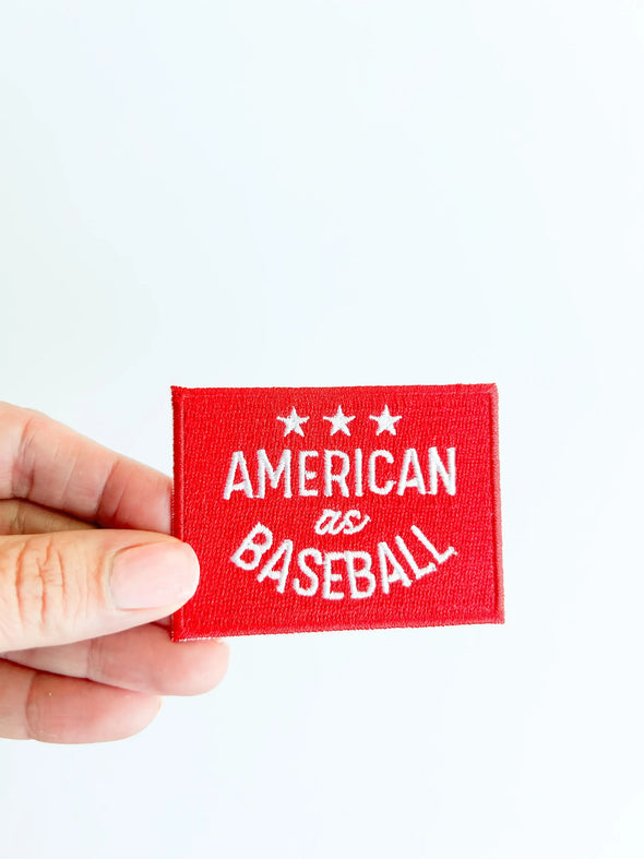 Red American as Baseball Iron-On Embroidered Patch 