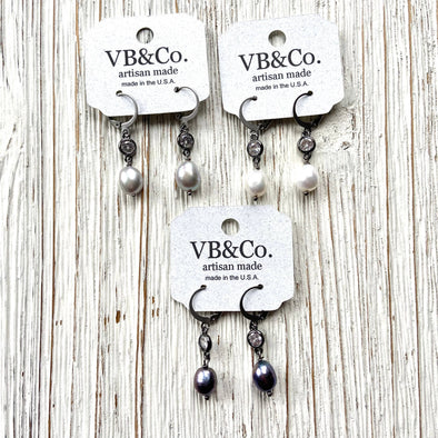 Fresh water pearl earrings boutique salon edgy glam jewelry