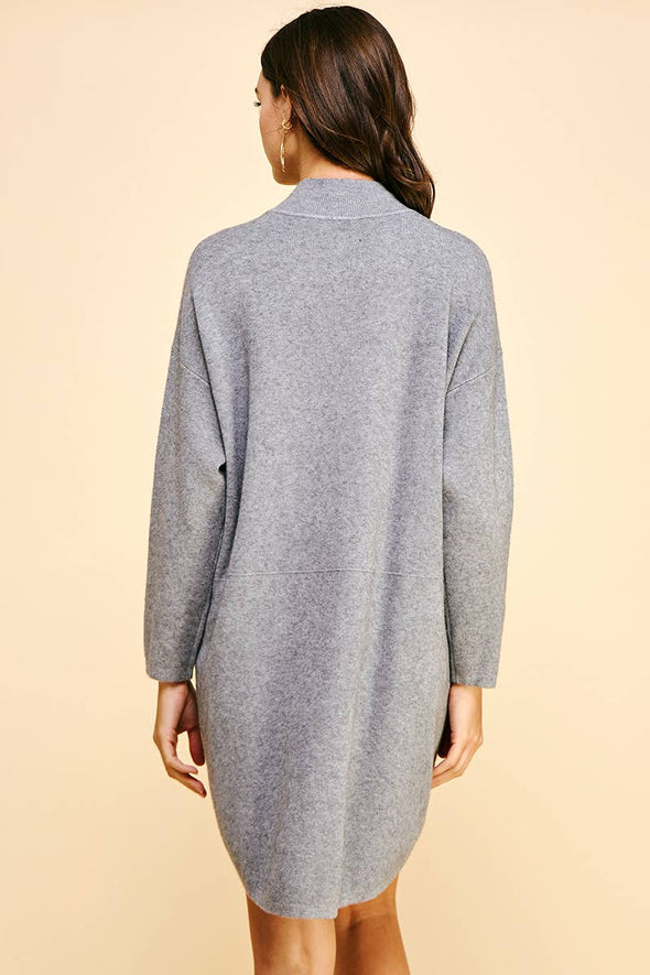 MOCK NECK FRONT POCKET SWEATER DRESS