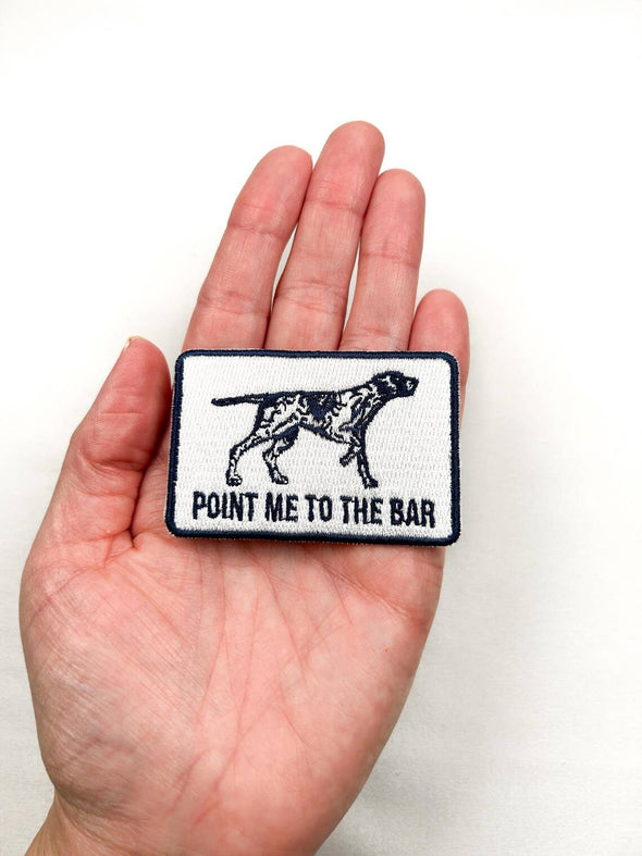 Navy Blue & White Pointer Dog Iron-On Patch, Dog Lovers, Bar