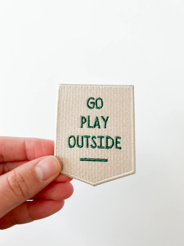 Go Play Outside Embroidered Iron-On Patch Outdoor Patch