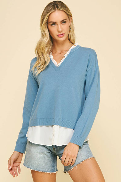 Knit Sweater Combo Top