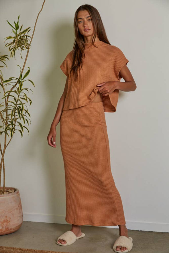 Pumpkin Knit Thermal Midi Skirt