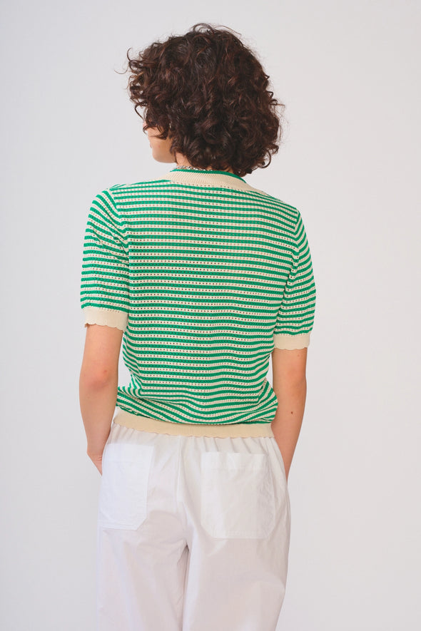 Cora Top Green Stripe